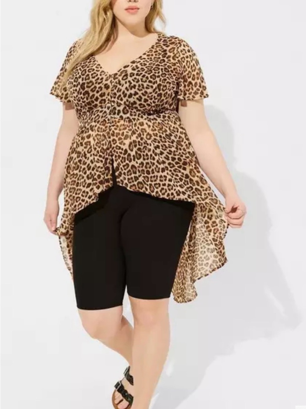 torrid Leopard-Print Hi-Low Tunic Top - Brown Tan Black